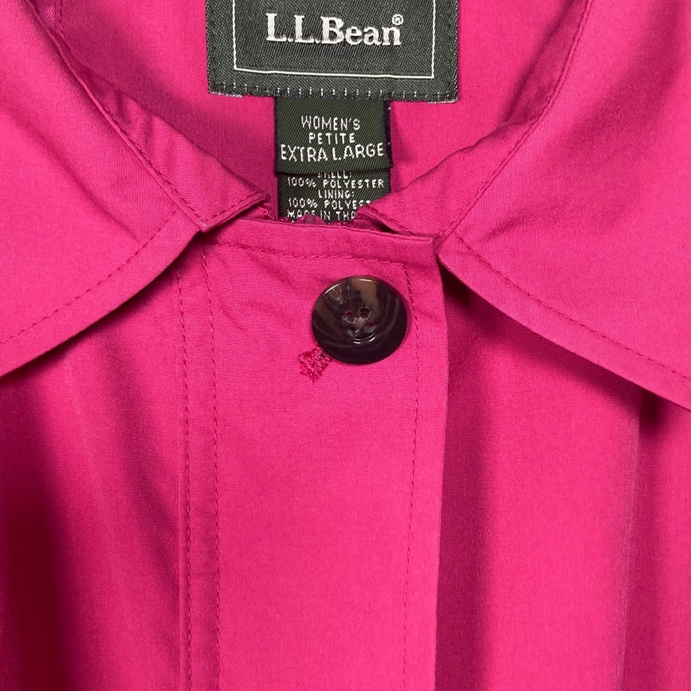 L.L. Bean Women's Fuchsia Water Repellant Trench Coat VN 03790 Sz XLP - Picture 11 of 15